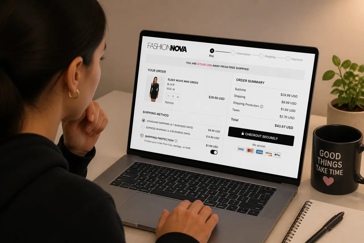 comandă Fashion Nova din România cost total și livrare internațională