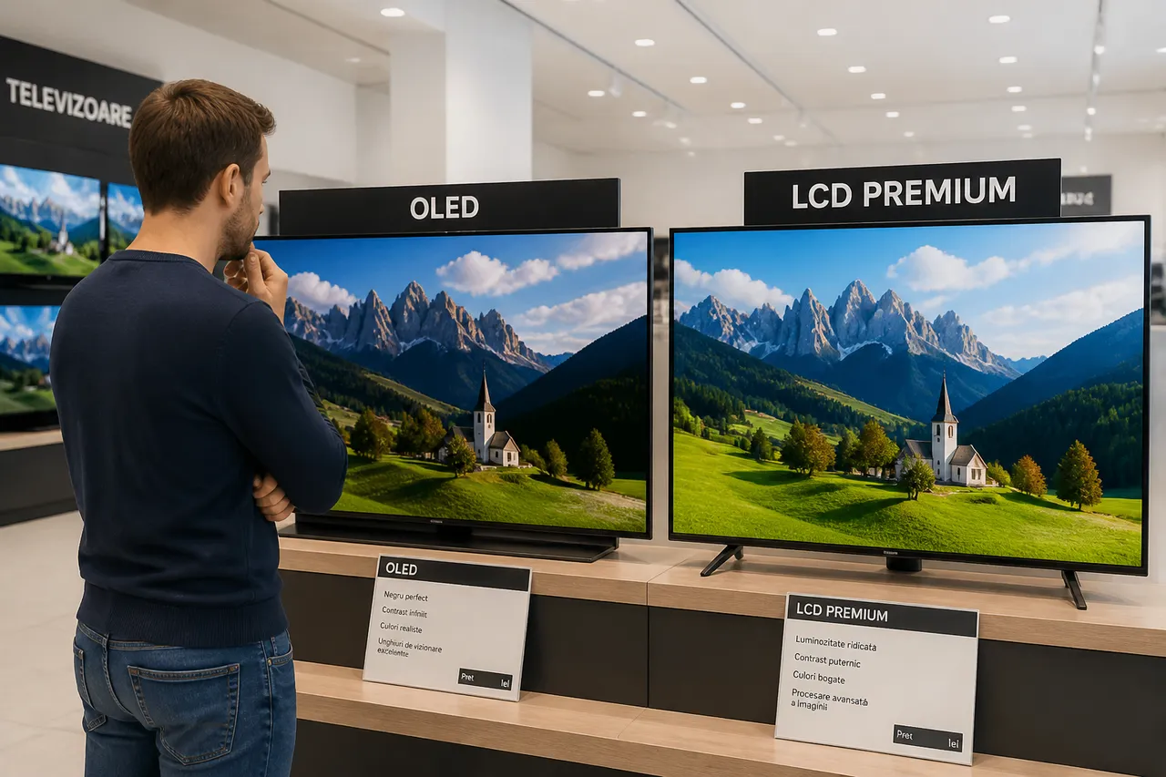 comparație OLED și LCD în magazin