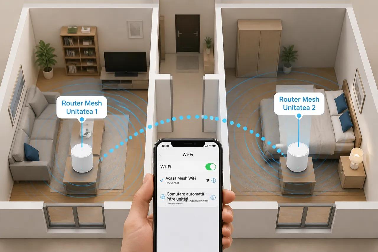 sistem mesh acoperire Wi-Fi în apartament