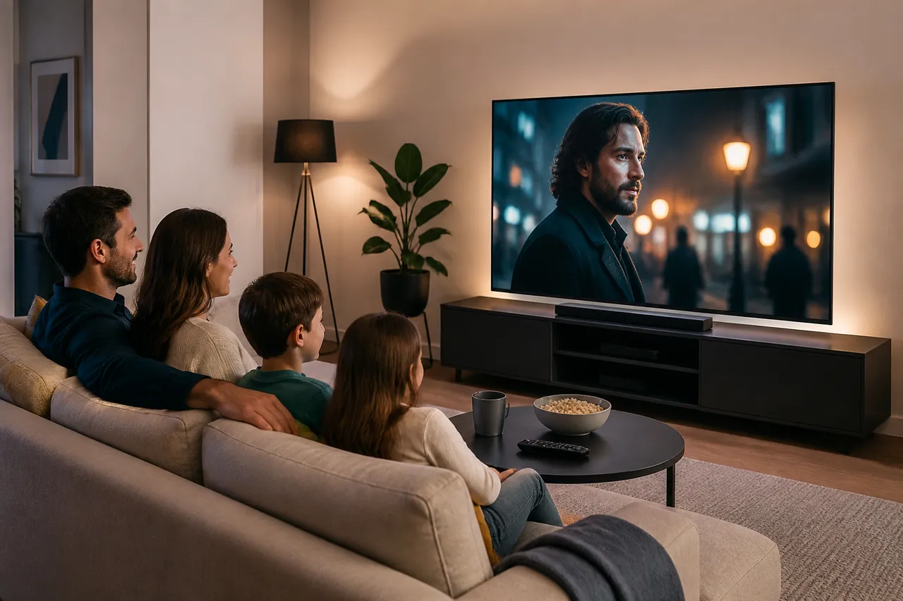 televizor OLED într-un living luminos