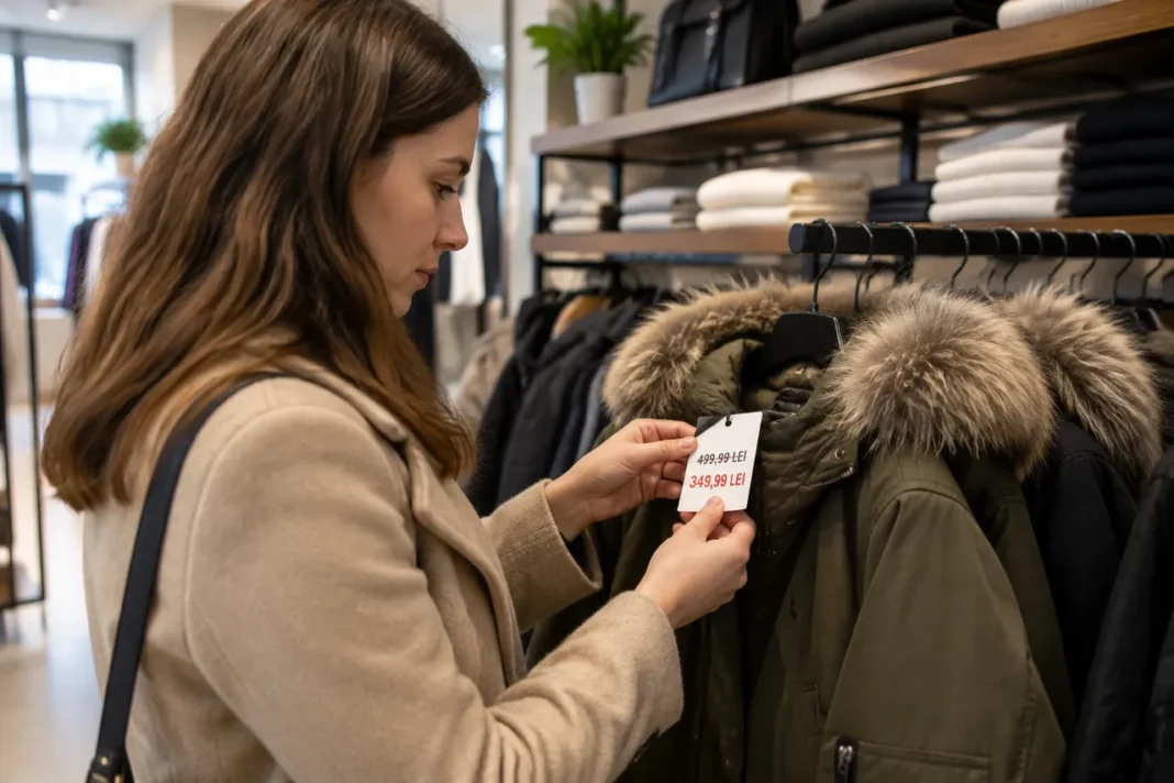 Prețul unui articol de fashion înainte și după reducere explicat simplu